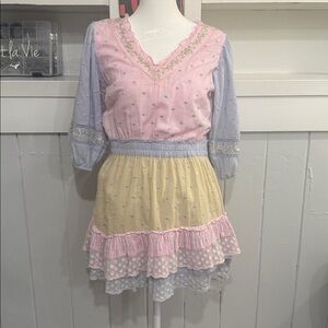 LoveShackFancy Pastel Patchwork Mini Dress